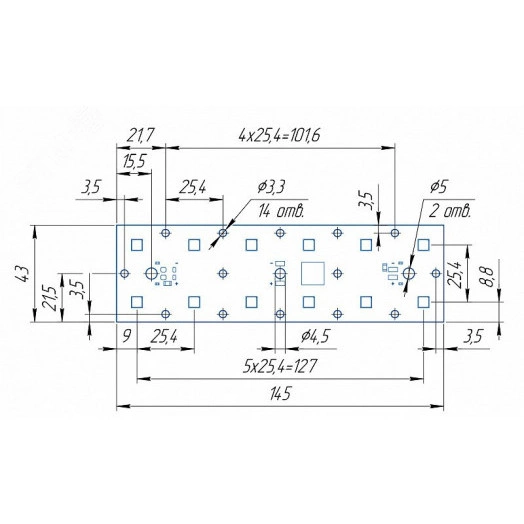 Модуль светодиодный MODULE 145x43 AL1.5 2x6 Refond 5050 CRI70 3000K