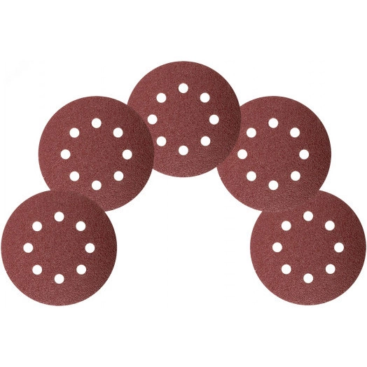 Круги шлифовальные с отверстиями (липучка), алюминий-оксидные, 125 мм, 5 шт Р 36