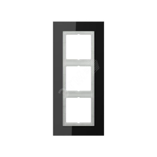 Рамка 3-я для горизонтальной/вертикальной установки  Серия- LS plus  Материал- стекло  Цвет- черный