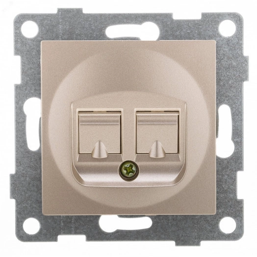 Ugra Розетка компьютерная RJ45, двойная, скрытая установка.  шампань