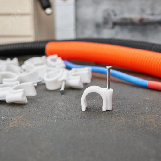 Крепеж кабеля круглый 14 мм, белый (50 шт/уп)