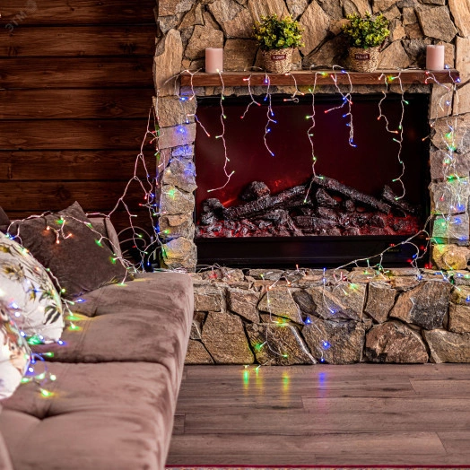 Бахрома светодиодная со статическим свечением 6м Соединяемая 200 светодиодов Разноцветный свет Провод прозрачный ULD-B6007-200/STK MULTI IP44  ТМ Uniel