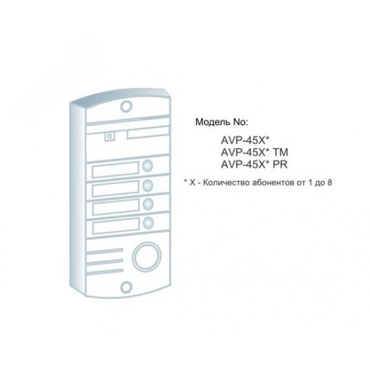 Панель вызывная малоабонентская для видеодомофона на 5 абонентов с ИК подветкой до 0,6м