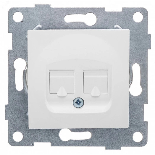 GUSI Ugra механизм розетки  телефонной RJ12, двойной, скрытая установка.  Цвет белый.