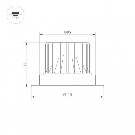 Светильник MS-ATLAS-TRIMLESS-R70-12W Warm3000 (WH, 32deg, 230V) (Arlight, IP20 Металл, 5 лет)
