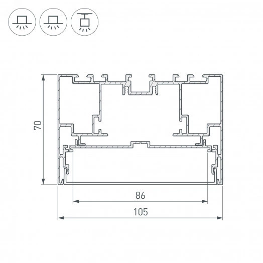 Профиль с экраном S2-LINE-10570-2500 ANOD+OPAL (ARL, Алюминий)