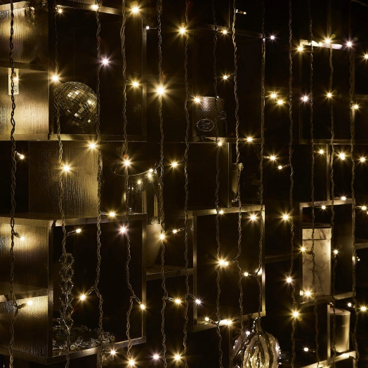 Занавес светодиодный с эффектом мерцания 3х2м ULD-C2030-240/TBK WARM WHITE IP67 Соединяемый 240 светодиодов Теплый белый свет Провод черный TM