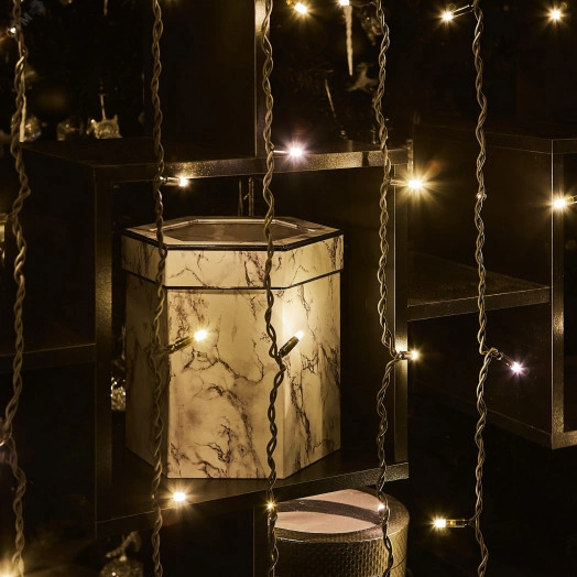 Занавес светодиодный с эффектом мерцания 3х2м ULD-C2030-240/TBK WARM WHITE IP67 Соединяемый 240 светодиодов Теплый белый свет Провод черный TM