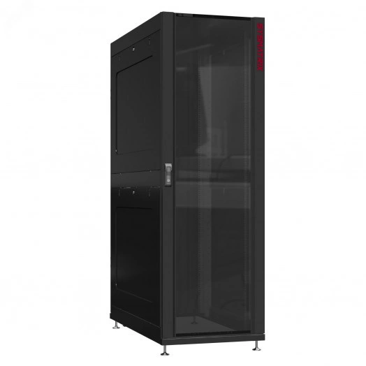 Шкаф серверный 42U 800х1200 передняя дверь: стекло IP41. задняя дверь: одностворчатая глухой металл IP51. боковые панели: глухой металл. цвет: черный RAL9005 