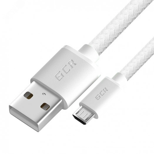 Кабель Micro USB, 0.5 м., белый нейлон, быстрая зарядка 3A