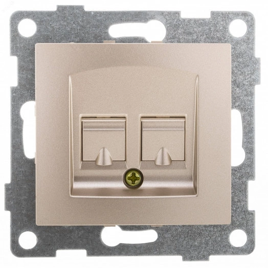 Bravo Розетка компьютерная и телефонной (RJ45, RJ12), скрытая установка.  шампань