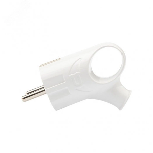 Вилка Евро угловая с з/к 16А с кольцом белая REXANT