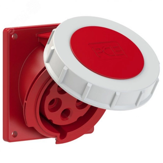 Розетка встраиваемая наклонная 32А/400V/3P+N+E/IP67, , фланец 92x100, крепежные отверстия 77х85