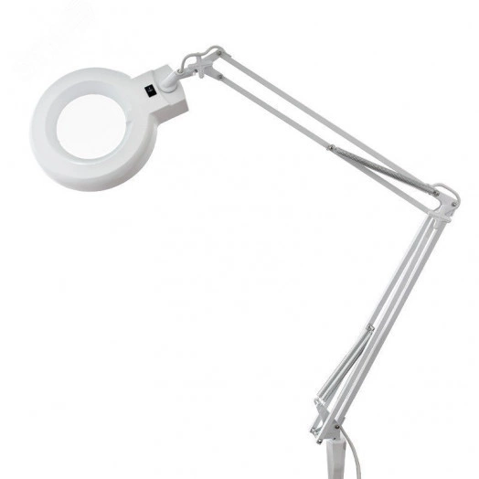 Лупа на струбцине , круглая, 5D, белая