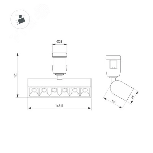 Светильник ART-APRIORI-LASER-TURN-L165-8W Day4000 (TN, 48 deg, 48V) (Arlight, IP20 Металл, 3 года)