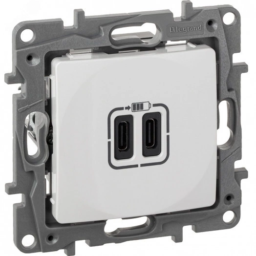 Зарядное устройство с двумя USB-разьемами тип C-тип С 240В/5В 3000мА - Etika - Цвет Белый