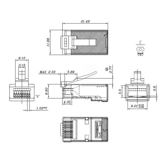 Разъем легкой оконцовки RJ-45 (8P8C) под витую пару