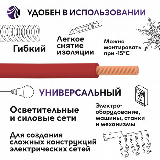 Провод силовой ПуГВ нг(А)  LS 2,5 красный ТРТС