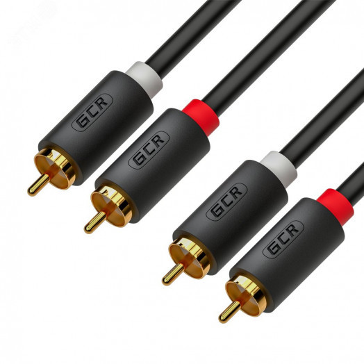 Аудио кабель 2 х RCA на 2 х RCA, 1 м., черный