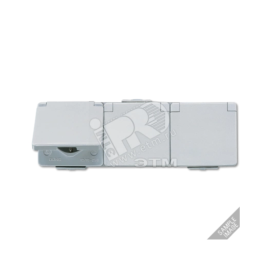 Розетка штепсельная SCHUKO накладная тройная горизонтальная IP44