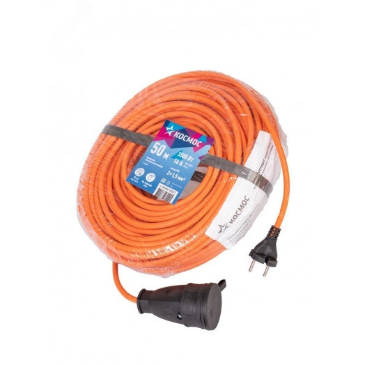 Удлинитель шнур 50м 1 гнездо ПВС 2*1.5 мм 16А 220В 3500Вт УХ16