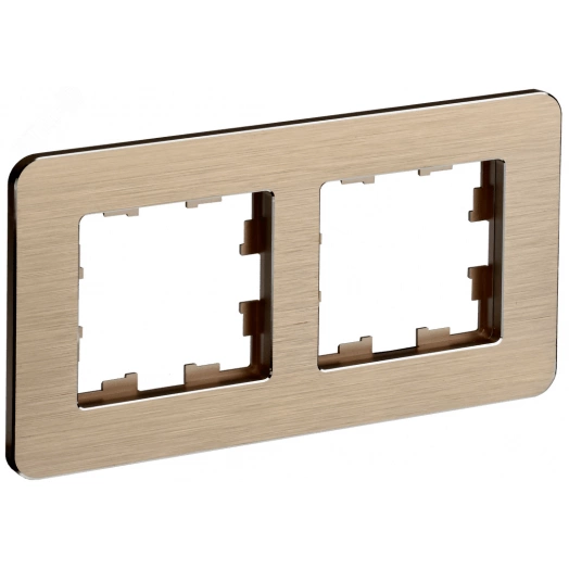 BRITE Рамка 2 поста РУ-2-1-Бр металл шампань RE AL IEK