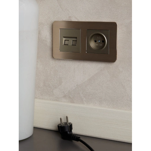 BRITE Рамка 2 поста РУ-2-1-Бр металл шампань RE AL IEK