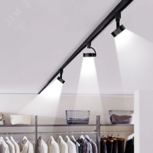 Светильник светодиодный трековый на шинопровод ДПО GX53 PTR 32 GX53 BL 230V IP20 без лампы черный корпус