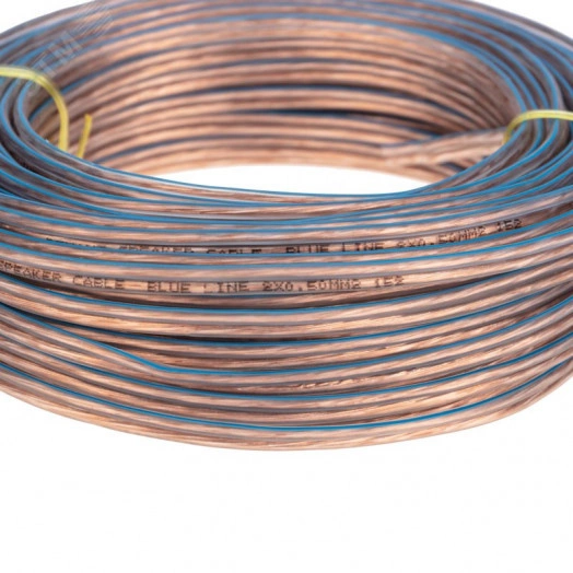 Кабель акустический 2х0.50 мм?. прозрачный BLUELINE. мини-бухта 20 м, REXANT