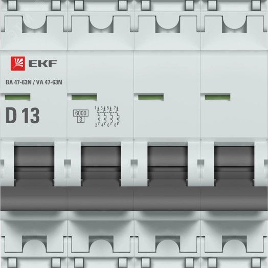 Автоматический выключатель 4P 13А (D) 6кА ВА 47-63N PROxima