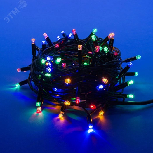 Гирлянда светодиодная с эффектом мерцания 10м Соединяемая 120 светодиодов Разноцветный свет Провод черный ULD-S1000-120/TBK MULTI IP67