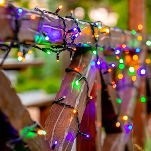 Гирлянда светодиодная с эффектом мерцания 10м Соединяемая 120 светодиодов Разноцветный свет Провод черный ULD-S1000-120/TBK MULTI IP67