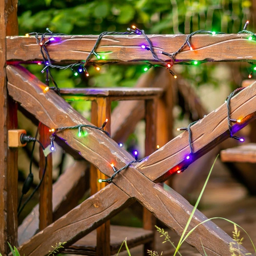 Гирлянда светодиодная с эффектом мерцания 10м Соединяемая 120 светодиодов Разноцветный свет Провод черный ULD-S1000-120/TBK MULTI IP67