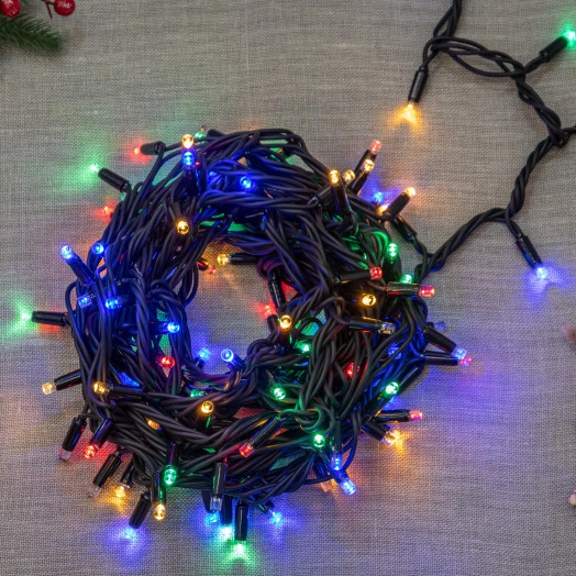Гирлянда светодиодная с эффектом мерцания 10м Соединяемая 120 светодиодов Разноцветный свет Провод черный ULD-S1000-120/TBK MULTI IP67