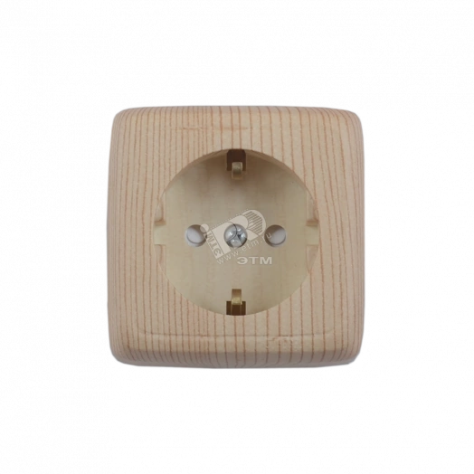 Розетка наружная с заземлением с изоляционной пластиной со шторками сосна