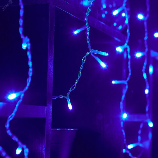 Бахрома светодиодная с эффектом мерцания 12м Соединяемая 195 светодиодовULD-B12006-195/TTK BLUE IP44   Синий свет Провод прозрачный