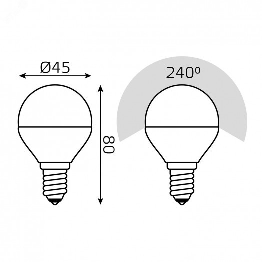 Лампа светодиодная LED 5.5 Вт 525 лм 4100К AC180-240В E14 шар P45 нейтральный (промоупаковка 3 лампы) Basic Gauss