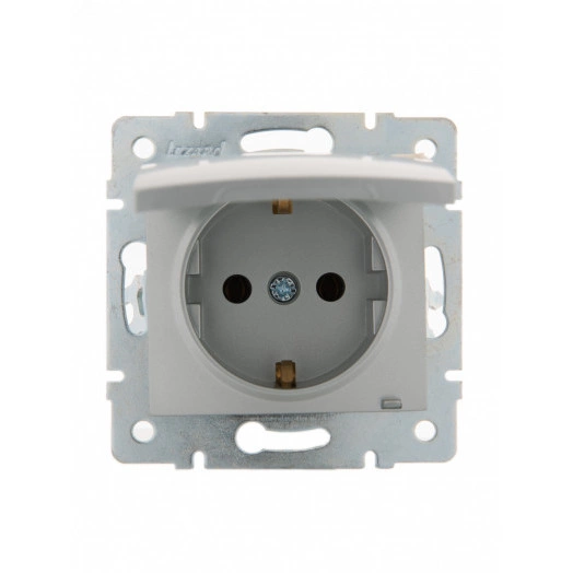 KARINA Розетка с/з с крышкой керамика матовое серебро (10шт/120шт)