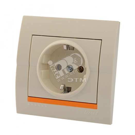 DERIY Розетка с заземлением ПБТ кремовая