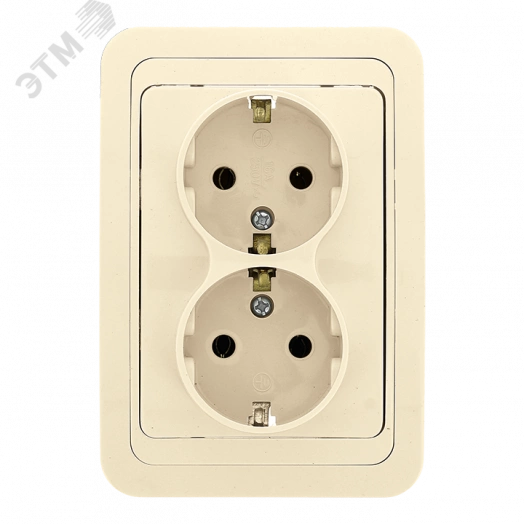Лондон Розетка двойная с заземлением 16А бежевая