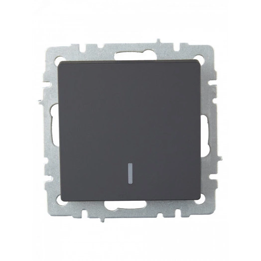 BRITE Выключатель одноклавишный проходной с индикацией 10А ВС10-1-7-БрГ графит IEK