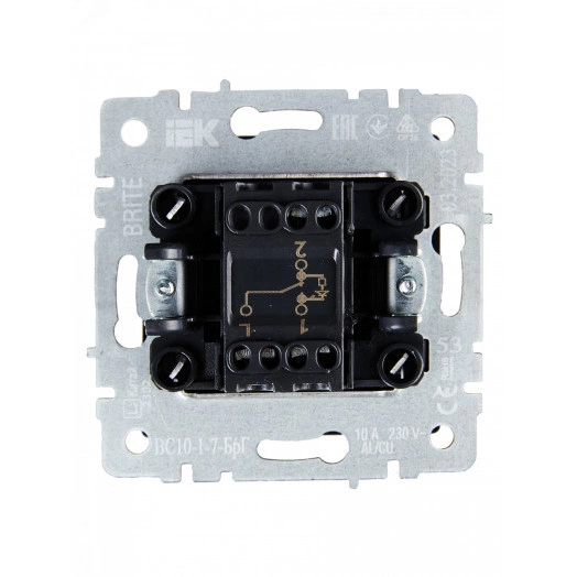 BRITE Выключатель одноклавишный проходной с индикацией 10А ВС10-1-7-БрГ графит IEK