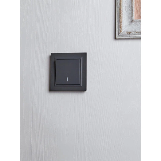 BRITE Выключатель одноклавишный проходной с индикацией 10А ВС10-1-7-БрГ графит IEK