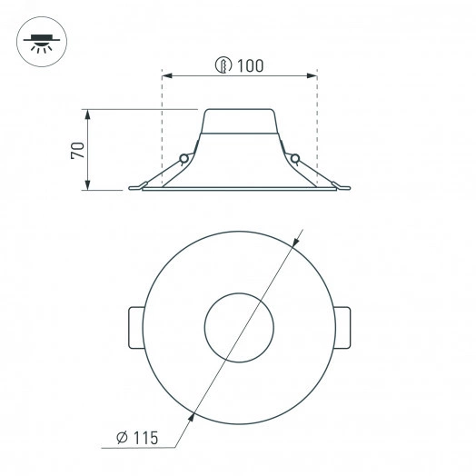 Светильник MS-BLIZZARD-BUILT-R115-10W Day4000 (BK, 100 deg, 230V) (, IP20 Металл, 3 года)