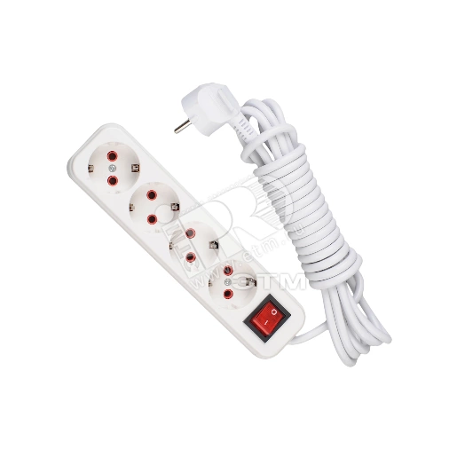 Удлинитель 4х5м с заземлением с выключателем