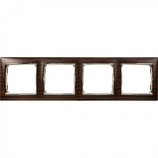 VALENA Рамка 4 поста горизонтальный монтаж темное дерево/серебро