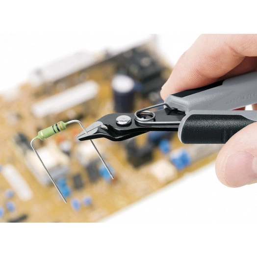 Бокорезы ESD прецизионные для тонких работ ElecTronic Super KNips антистатические мягкая проволока 02-16мм средней твердости 12мм L=125мм высокочастотная закалка режущих кромок до 64HRC черные 2-компонентные рукоятки