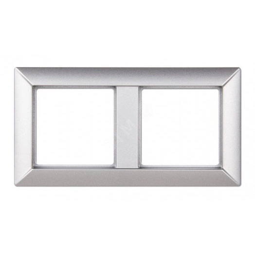 Рамка 2-местная для вертикальной и горизонтальной установки. Серия- Eco Profi. Материал- термопласт. Цвет- алюминий (крашеный)