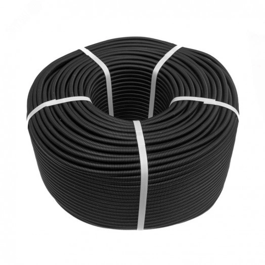 Труба гофрированная ПП безгалогенная (HF) разрезная черная dвн 7,0 мм, dнар 10,0 мм (250м/уп) Промрукав