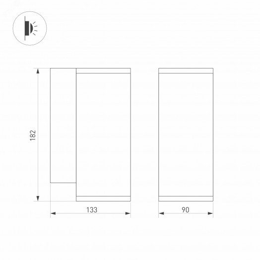 Светильник LGD-FORMA-WALL-R90-12W Warm3000 (BK, 44 deg, 230V) (, IP54 Металл, 3 года)